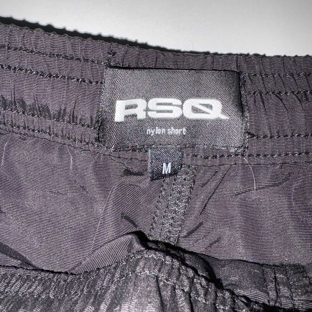 RSQ Black Athletic Men's Shorts with White Drawstring - Picture 2 of 2